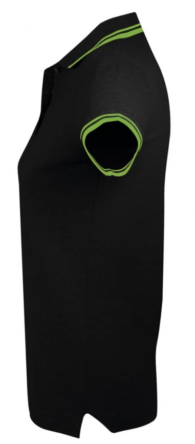 Рубашка поло женская Pasadena Women 200 с контрастной отделкой, черный/зеленый, размер S фото 3