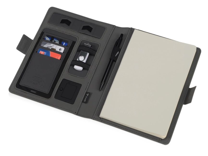 Органайзер с беспроводной зарядкой 5000 mAh Powernote, светло-серый фото 3