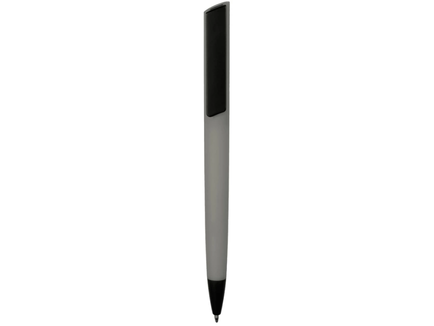 Ручка пластиковая soft-touch шариковая Taper, серый/черный фото 2