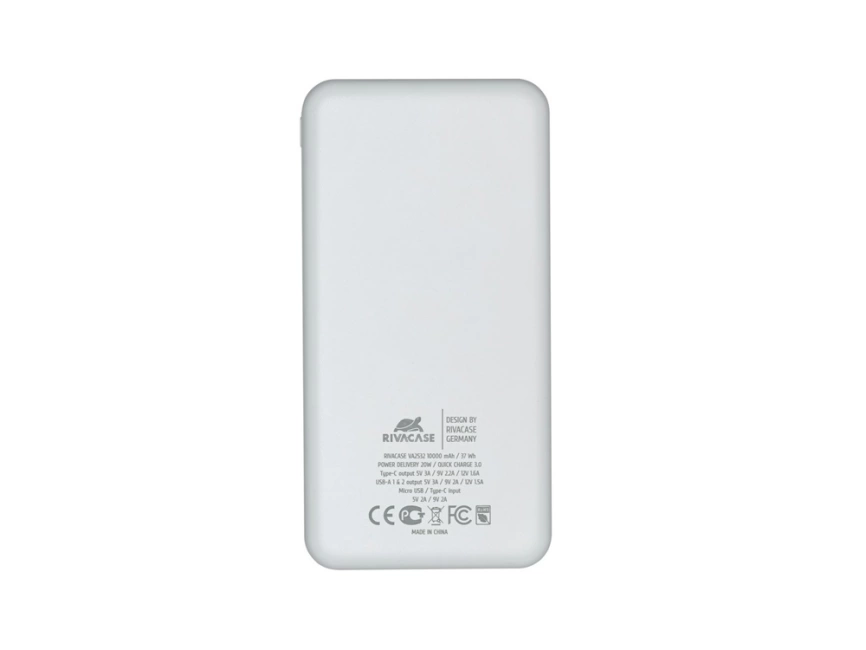 RIVACASE VA2532 (10000 мАч) QC/PD 20W внешний аккумулятор с дисплеем, белый 12/48 фото 3