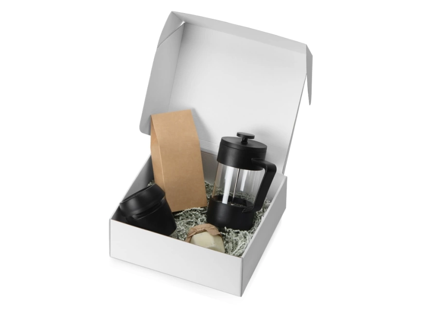 Подарочный набор с кофе, кружкой и френч-прессом Бодрое утро, черный фото 2