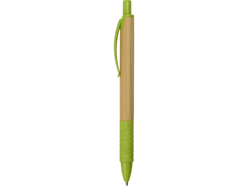 Ручка из бамбука и переработанной пшеницы шариковая Nara, бамбук/зеленый фото 3