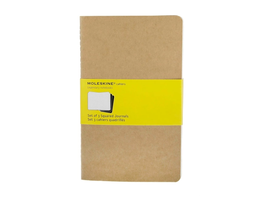 Записная книжка Moleskine Cahier (в клетку, 3 шт.), Large (13х21см), бежевый фото 3