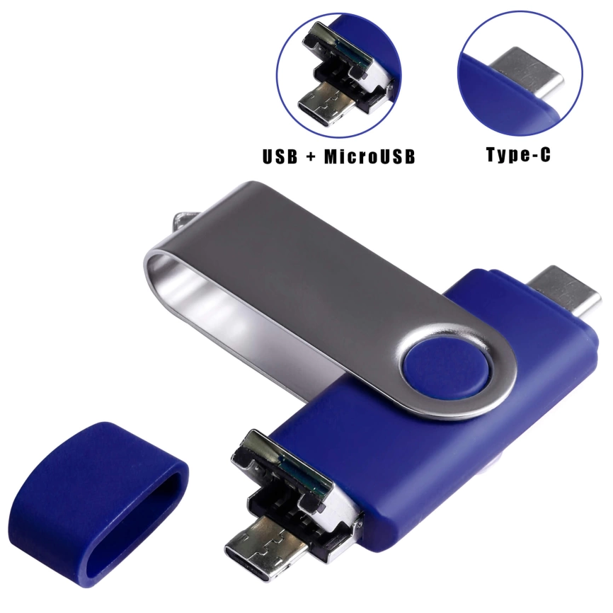Флешка TWIST OTG 3в1 Синяя 4009.01.32ГБ фото 2