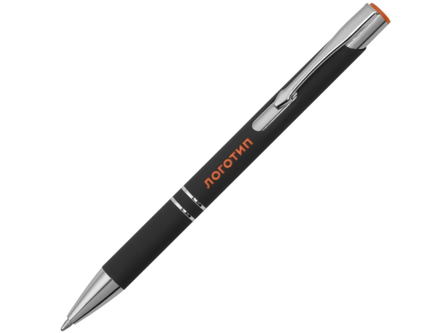 Ручка металлическая шариковая Legend Mirror Gum софт-тач с цветным слоем, черный / оранжевый фото 1