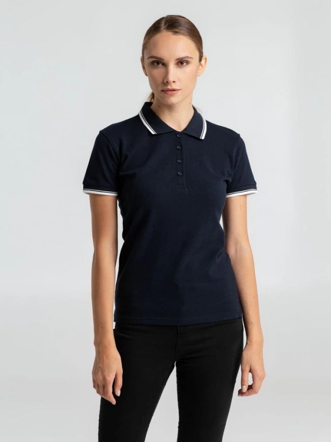 Рубашка поло женская Practice women 270 темно-синяя с белым, размер S фото 9