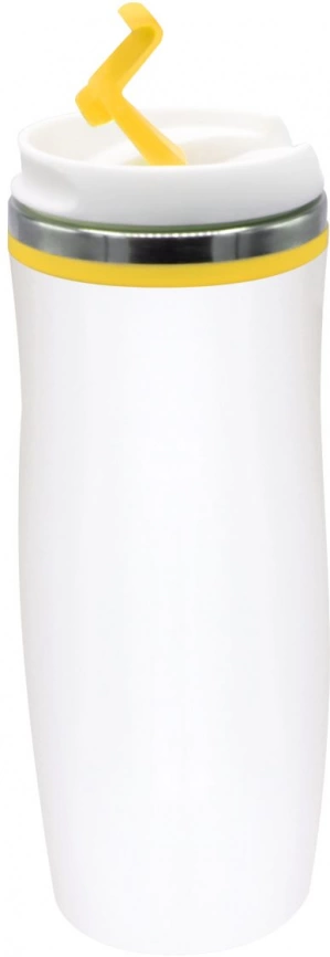 Термокружка Latte 420 мл, белая с жёлтым фото 2