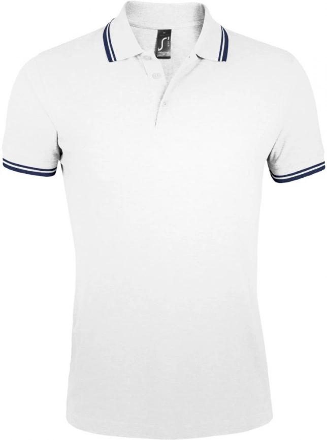 Рубашка поло мужская Pasadena Men 200 с контрастной отделкой белая с синим, размер S фото 1