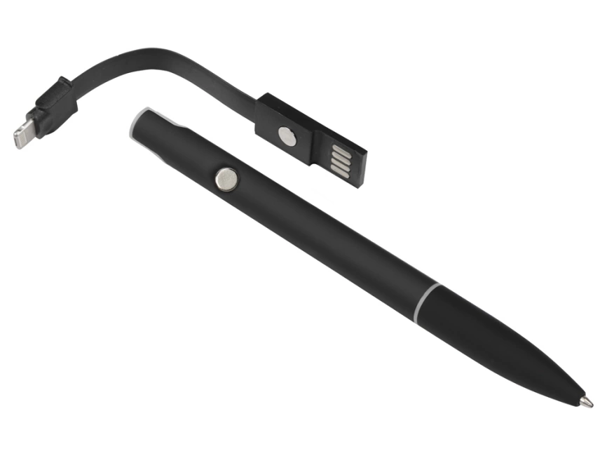 Ручка шариковая с кабелем USB, черный фото 5