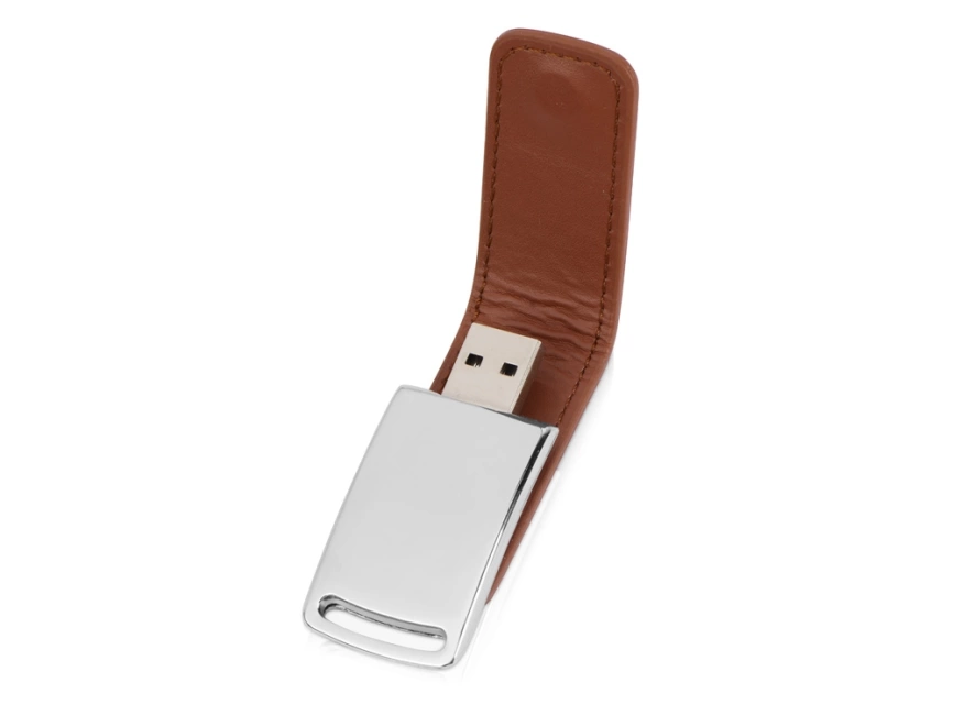 Флеш-карта USB 2.0 16 Gb с магнитным замком Vigo, светло-коричневый/серебристый фото 2