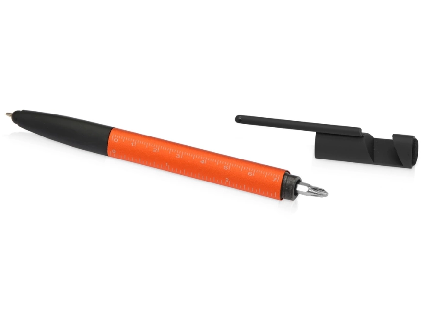Ручка-стилус металлическая шариковая многофункциональная (6 функций) Multy, оранжевый фото 6