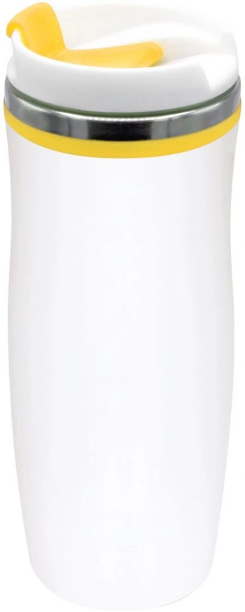 Термокружка Latte 420 мл, белая с жёлтым фото 1