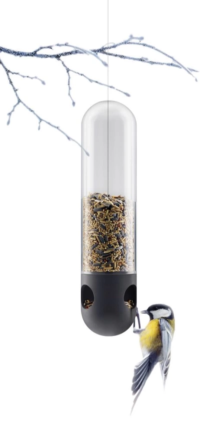 Кормушка для птиц Bird Feeder Tube, подвесная, черная фото 2