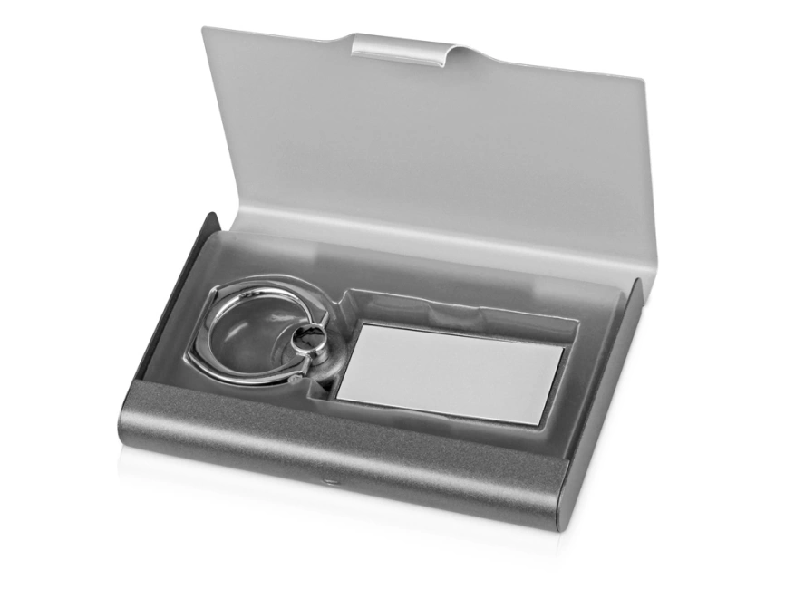 Набор Slip: визитница, держатель для телефона, серый/серебристый фото 1