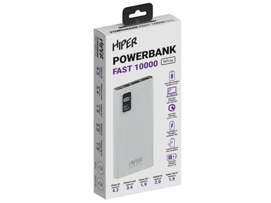 Портативный внешний аккумулятор FAST 10000 White фото 4