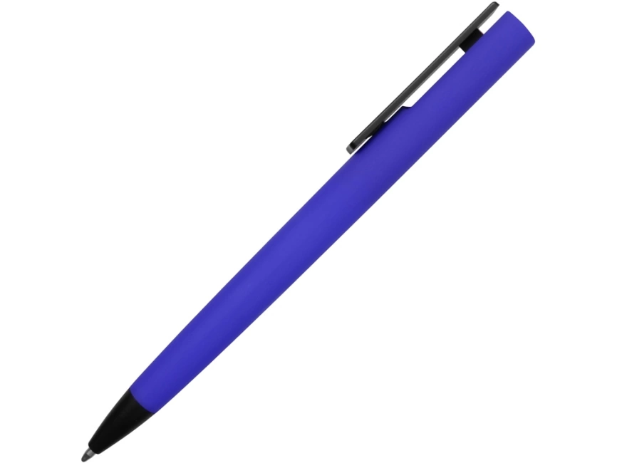Ручка пластиковая soft-touch шариковая Taper, синий/черный фото 3