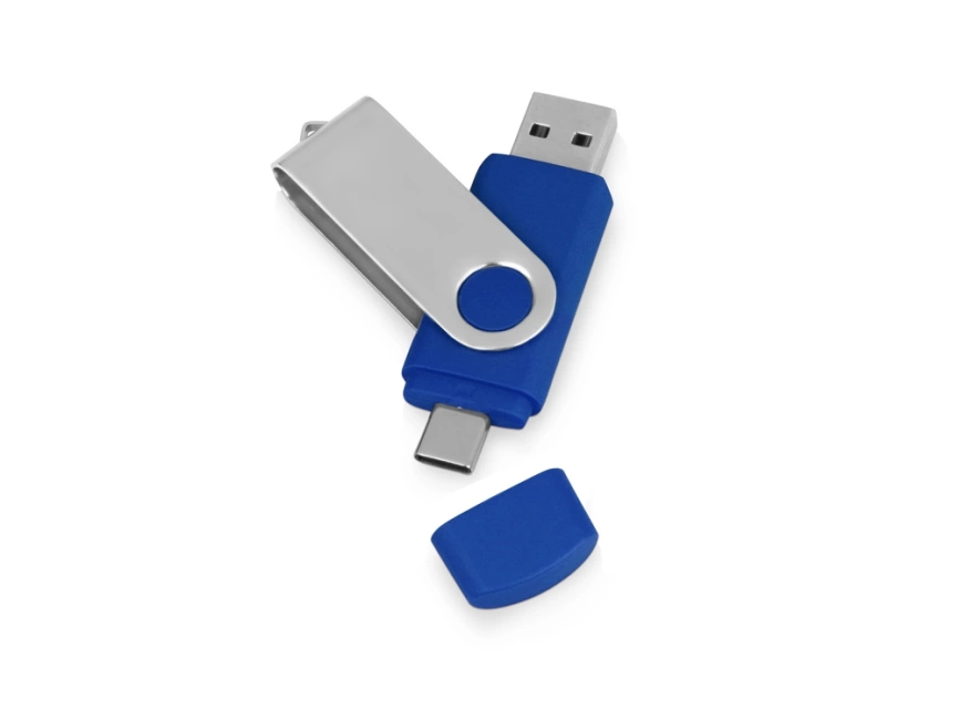 USB3.0/USB Type-C флешка на 16 Гб Квебек C, синий фото 1