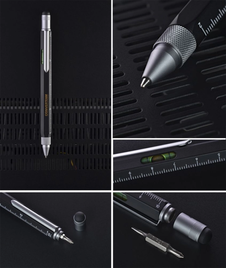 Ручка шариковая Construction, мультиинструмент, синяя фото 4