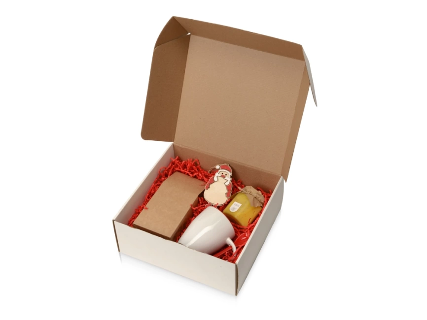 Подарочный набор с чаем, кружкой, медом и новогодней подвеской Чайная церемония, красный фото 2