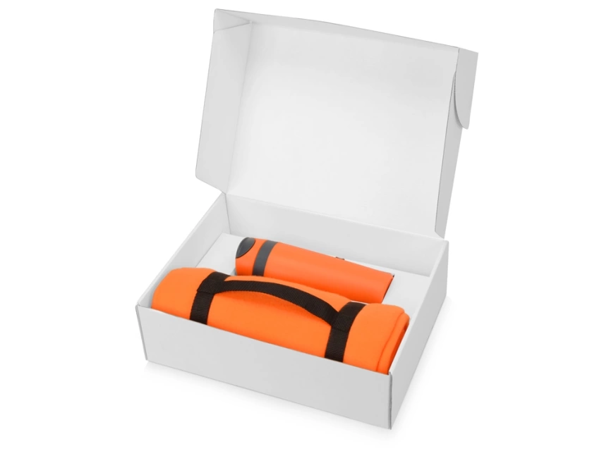 Подарочный набор Cozy с пледом и термокружкой, оранжевый фото 2