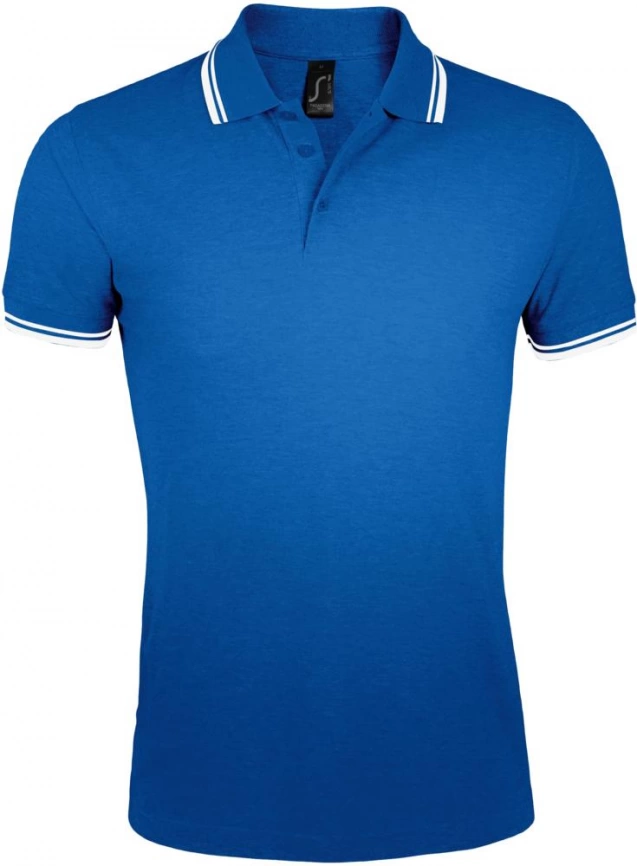 Рубашка поло мужская Pasadena Men 200 с контрастной отделкой ярко-синяя с белым, размер S фото 1