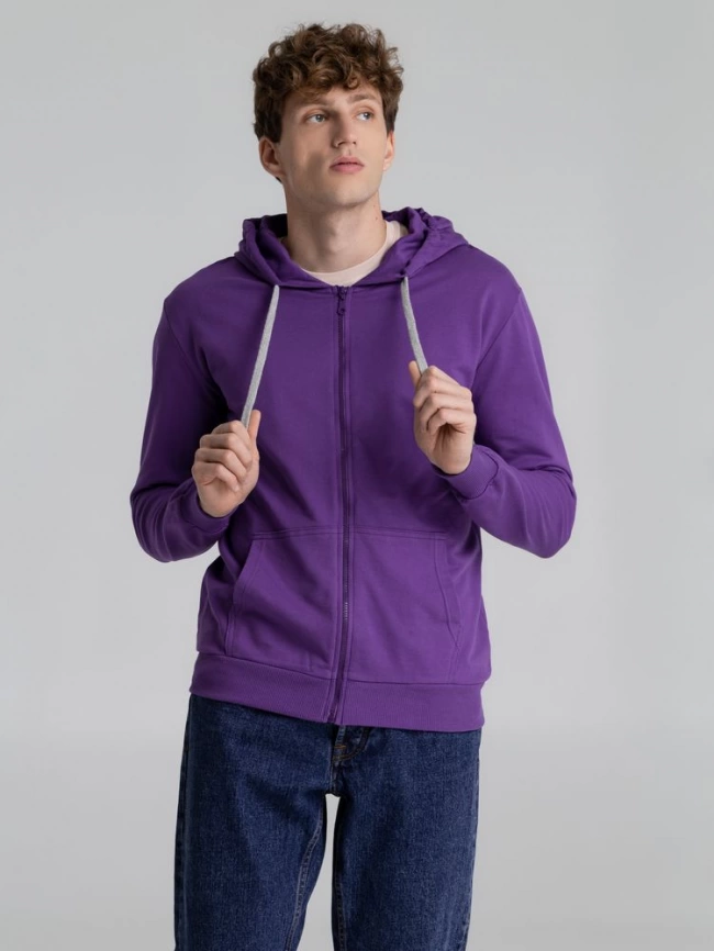 Толстовка с капюшоном на молнии Unit Siverga фиолетовая, размер XL фото 12