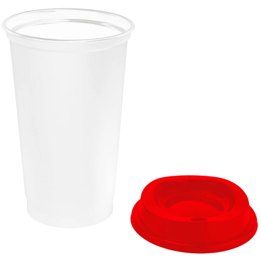 Стакан с крышкой Color Cap White, белый с красным фото 2