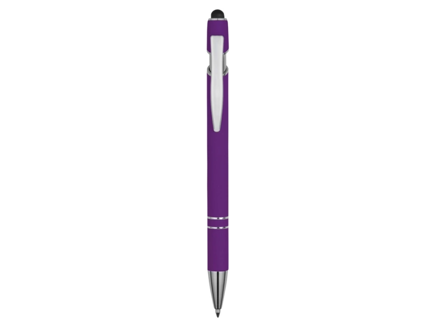 Ручка металлическая soft-touch шариковая со стилусом Sway, фиолетовый/серебристый фото 2