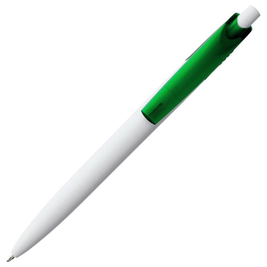 Ручка шариковая Bento, белая с зеленым фото 3