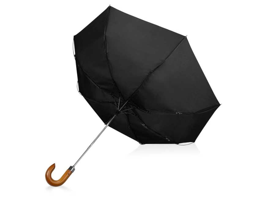 Зонт складной Cary, полуавтоматический, 3 сложения, с чехлом, черный фото 3