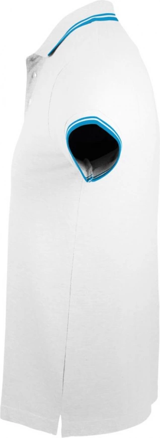 Рубашка поло мужская Pasadena Men 200 с контрастной отделкой белая с голубым, размер S фото 3