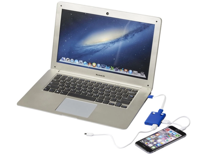 USB Hub и кабели 3-в-1, синий фото 5