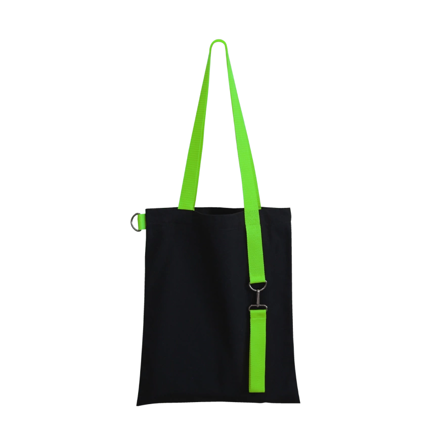 Шоппер Superbag black с ремувкой 4sb (чёрный с салатовым) фото 1