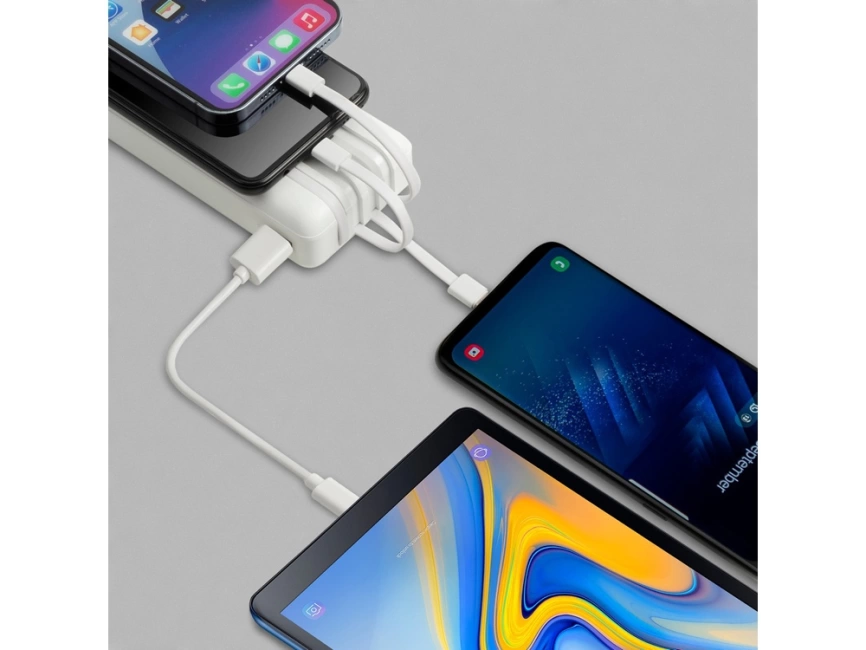 RIVACASE VA2220 (20000 мАч) внешний аккумулятор с дисплеем и встроенными кабелями, белый, 12/24 фото 12