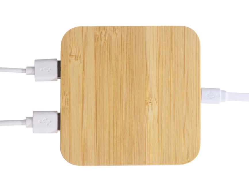 USB-хаб с беспроводной зарядкой из бамбука Plato фото 9