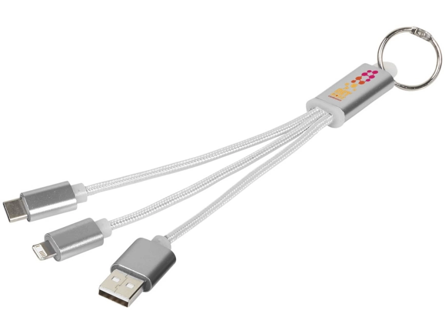Кабель для зарядки Metal 3-в-1 с брелоком, серый фото 5