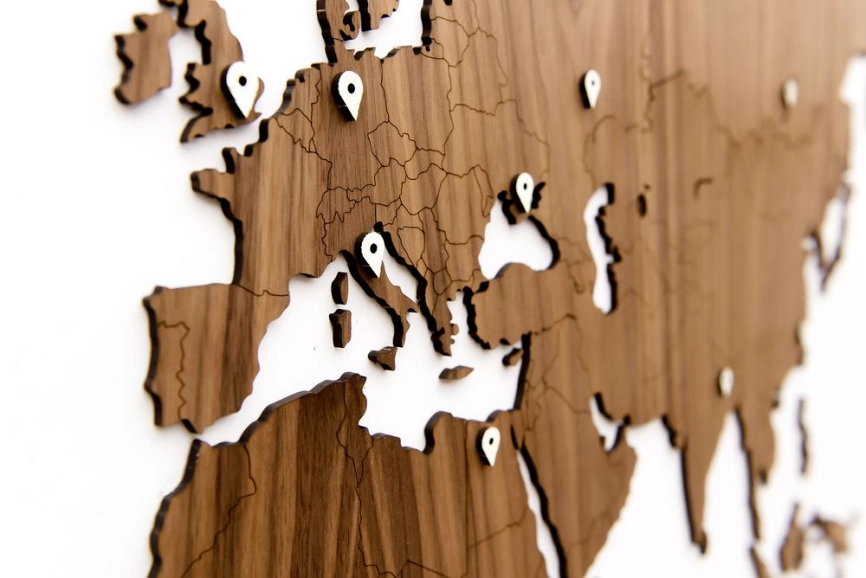 Деревянная карта мира World Map Wall Decoration Exclusive, орех фото 2