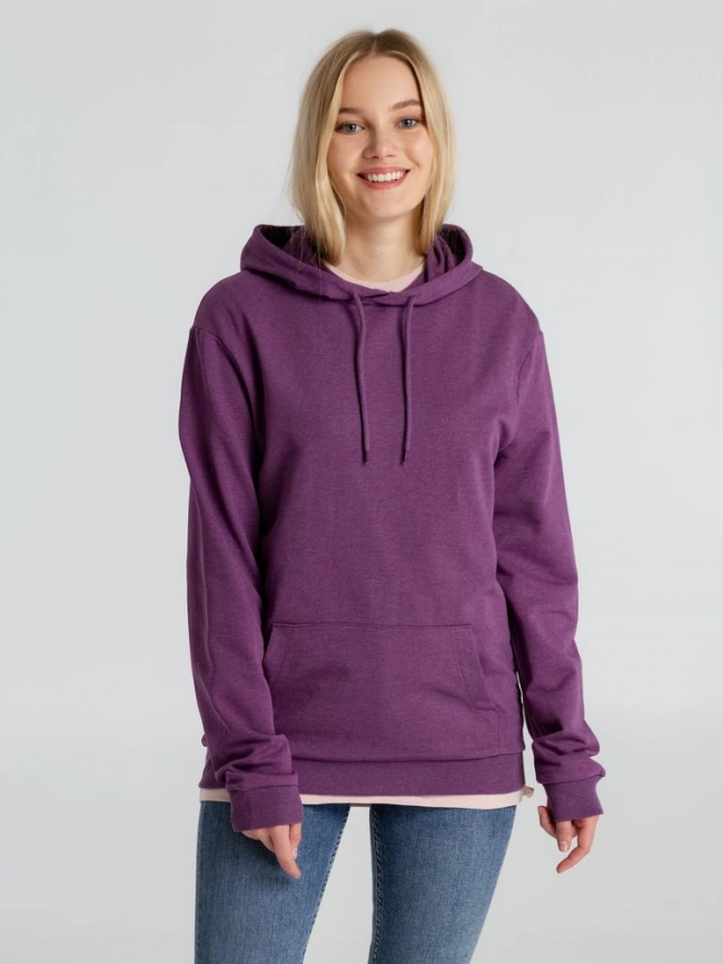 Толстовка с капюшоном унисекс Hoodie, фиолетовый меланж, размер 3XL фото 11