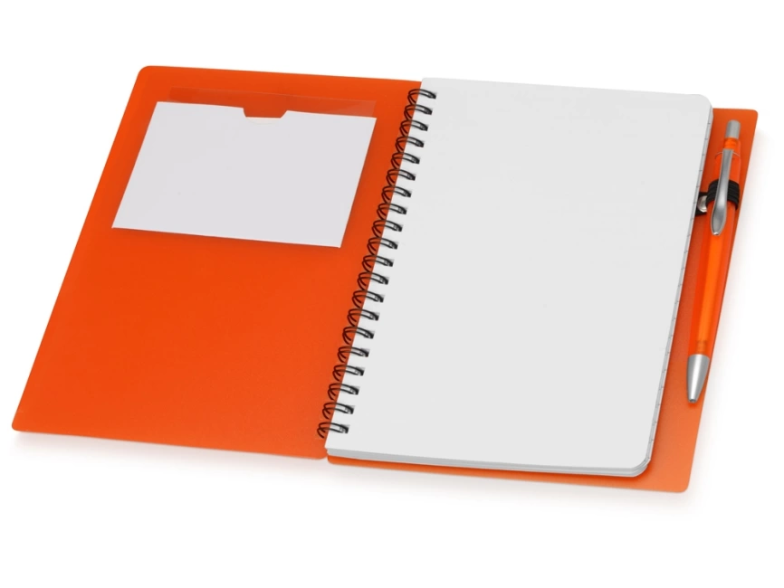 Блокнот Контакт с ручкой, оранжевый фото 2