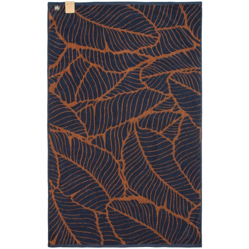 Полотенце In Leaf, большое, синее с горчичным фото 3