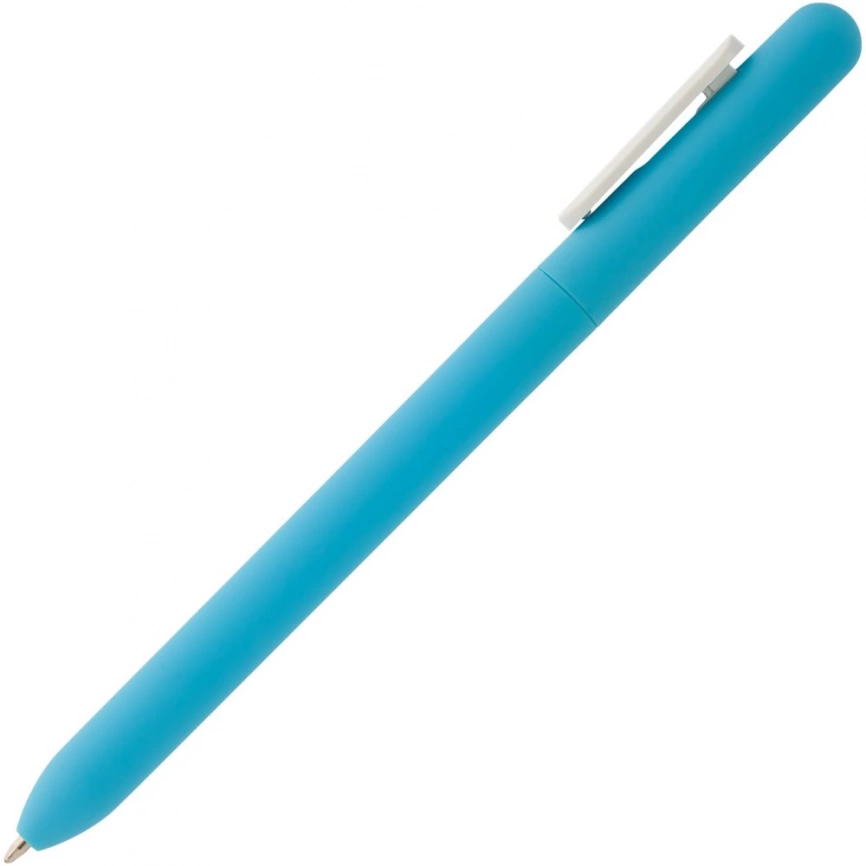 Ручка шариковая Swiper Soft Touch, голубая с белым фото 3