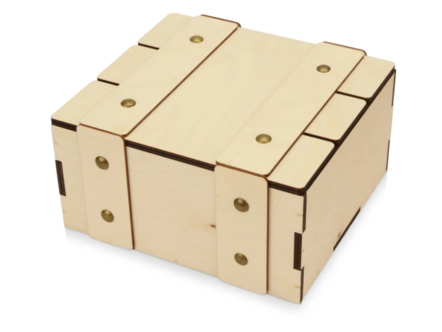 Деревянная подарочная коробка с крышкой Ларчик на бечевке фото 1