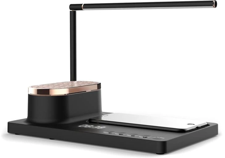 Настольная лампа Volando c колонкой, беспроводной зарядкой и дисплеем фото 3