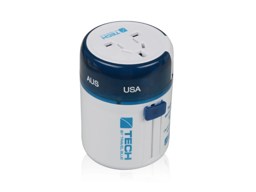 Адаптер с 2-умя USB-портами для зарядки Travel Blue Twist & Slide Adaptor голубой/белый фото 2