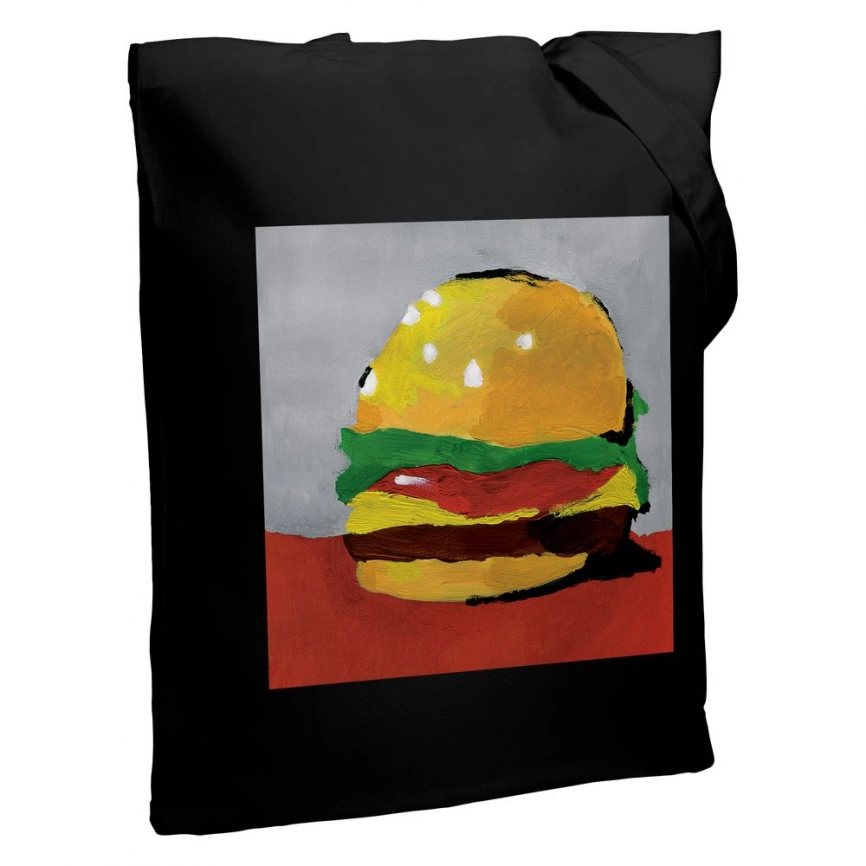 Холщовая сумка «Гамбургер», черная фото 1