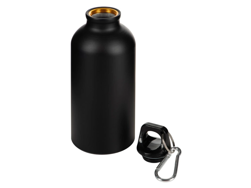 Матовая спортивная бутылка Hip S с карабином и объемом 400 мл, черный фото 2