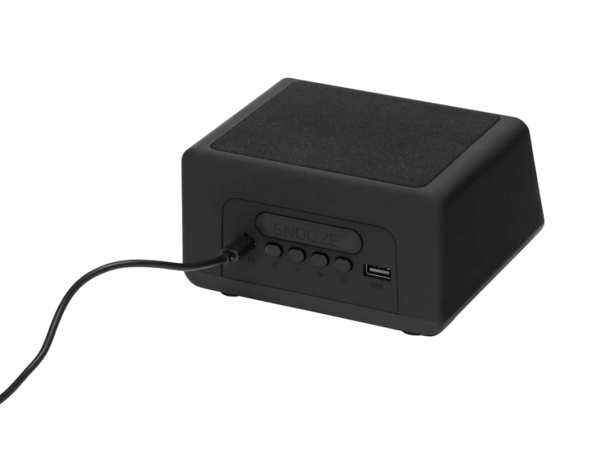 Беспроводная колонка с часами и функцией беспроводной зарядки Sentry, черный фото 4