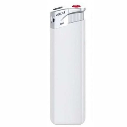 Зажигалка пьезо LuxLite, White/Black CAP, белая с  серебристой головой фото 1