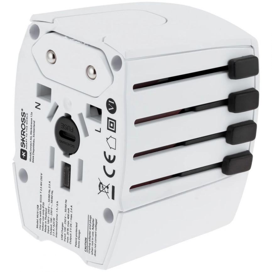 Зарядное устройство S-Kross MUV USB для путешествий, белое фото 2