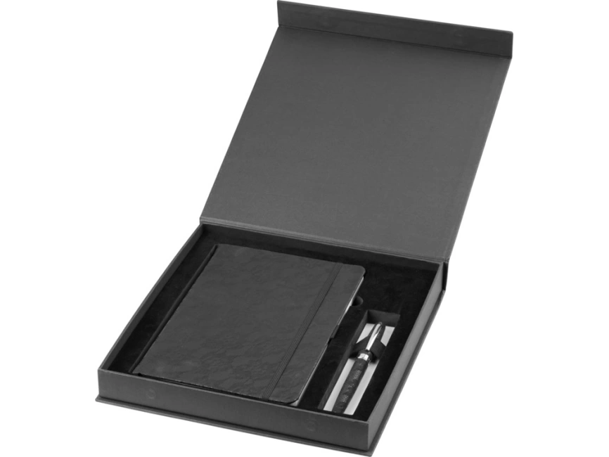 Подарочный набор Lace из блокнота формата A5 и ручки, черный фото 1